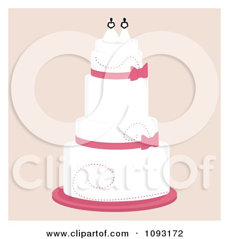 Clipart Layered Wedding Cake With A Lesbian Topper 2 Royalty Free Vector
