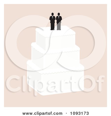 Clipart Layered Wedding Cake With A Gay Topper 3 Royalty Free Vector 