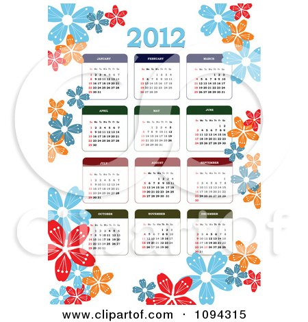 2012 Calendars Free on Clipart Blue Red Adn Orange 2012 Year Calendar   Royalty Free Vector