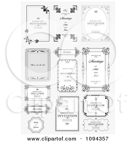 Clipart Wedding Invitations And Frames 1 Royalty Free Vector Illustration