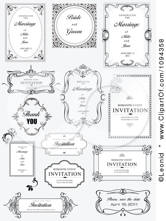 Clipart Wedding Invitations And Frames 2 Royalty Free Vector Illustration 