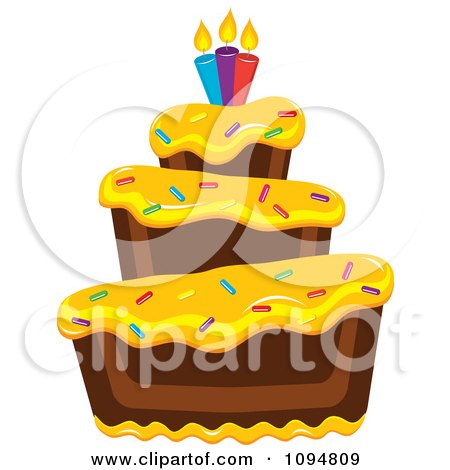 Clip  Birthday Cake on Clipart Funky Tiered Chocolate Cake With Yellow Frosting Birthday