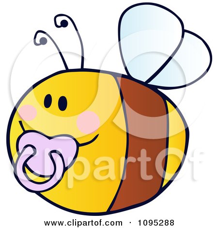 Free Baby Clip  on Clipart Baby Bee Flying With A Pink Pacifier   Royalty Free Vector