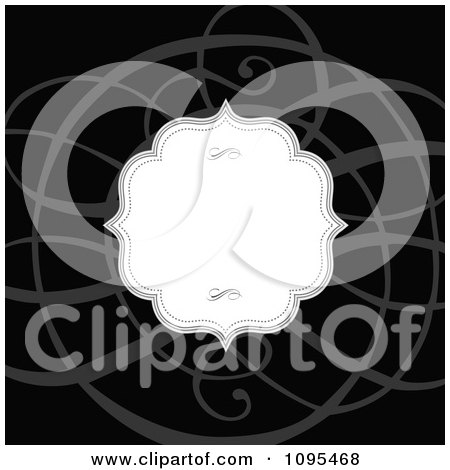 Clipart White Frame And Gray Swirl On Black Wedding Invitation Design 