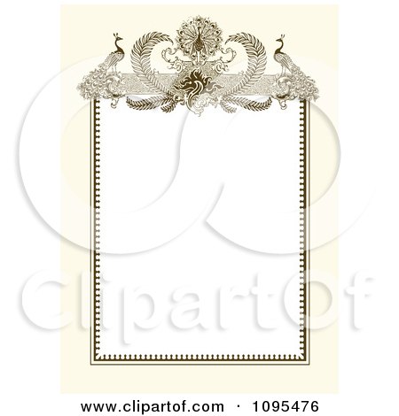 Clipart Victorian Wedding Frame With White Copyspace On Green Damask 