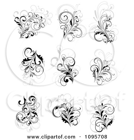 Free Vector Logo Design Elements on Black Gray And White Flourish Design Elements   Royalty Free Vector