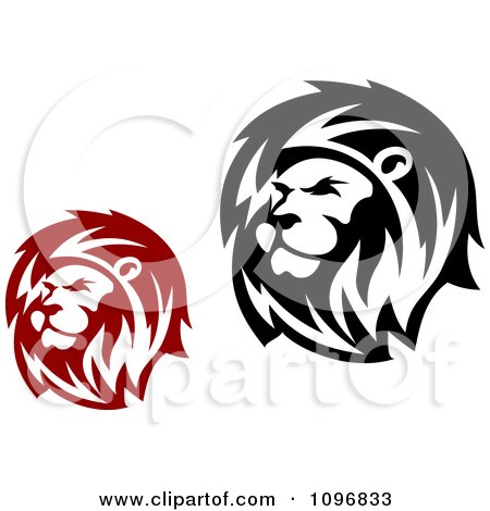 Lion Vector Free on Clipart Red And Black Lion Heads   Royalty Free Vector Illustration By
