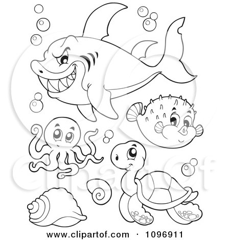 Royalty-Free (RF) Clipart Illustration of a Frame Of Marine Fish, A