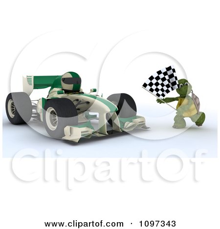  Cars on Clipart 3d Winning Race Car Driver And Tortoise With A Checkered Flag