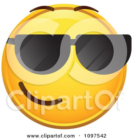 Cool on Clipart Cool Yellow Emoticon Smiley Face Wearing Shades   Royalty Free
