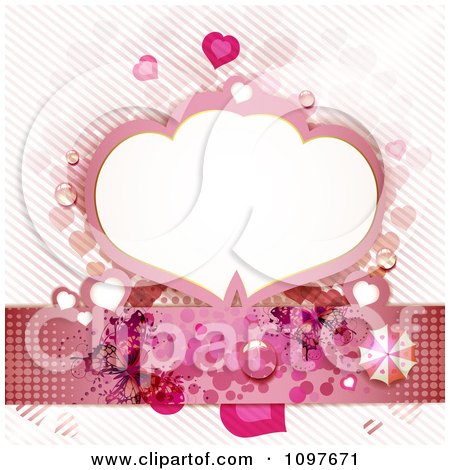 Copyspace Frame Wedding Or Valentines Background With Hearts Butterflies And
