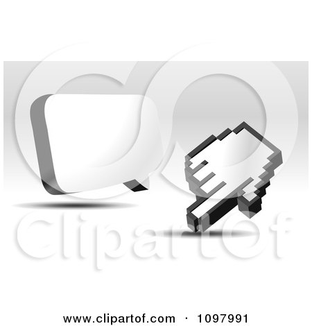 3d Hand Shaped Computer Cursor And Blank Chat Window