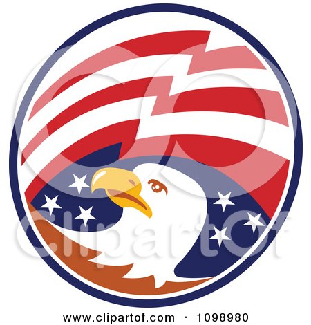 American Flag Vector  Free on American Flag Circle And Bald Eagle Head By Patrimonio