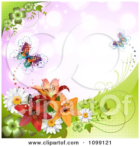 Butterfly Vector Free on And Lilys Over Purple   Royalty Free Vector Illustration By Merlinul