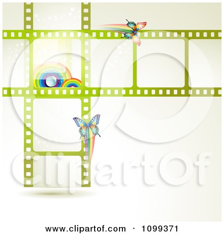 Free Films on Green Film Frames With Rainbows And Butterflies Royalty Free Vector
