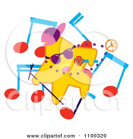 Clipart Rapper Star With Music Notes Royalty Free Vector Illustration by