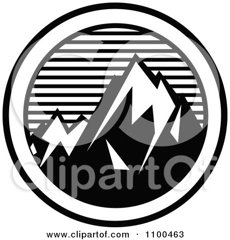 Funny Black  White Pictures on Clipart Black And White Snow Capped Mountains With Horizontal Lines In