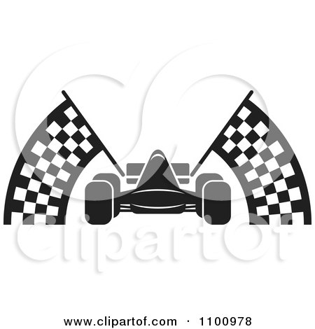 Auto Racing Checkered Flags on 1100978 Clipart Black And White Race Car With Checkered Flags Royalty