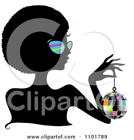 Black Love  Pictures on Clipart Silhouetted Black Woman Wearing Sungasses And Holding A Disco
