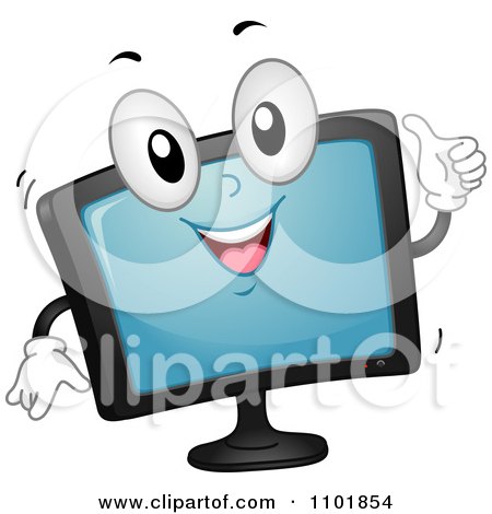 Vector Free on Happy Tv Or Computer Monitor Holding A Thumb Up   Royalty Free Vector