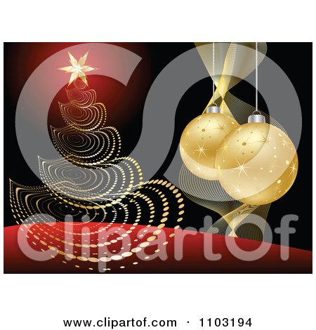   Black Wallpaper on Clipart Red Black And Gold Christmas Tree And 3d Bauble Background 1