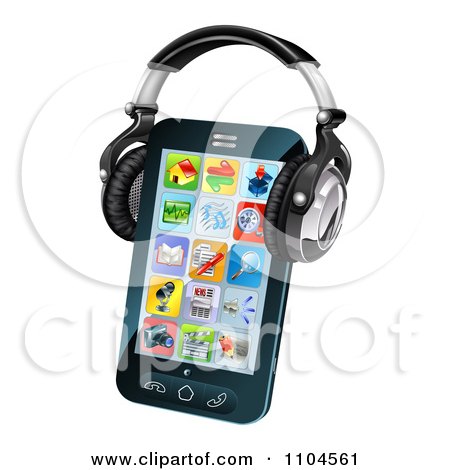 Smartphone on Clipart 3d Touch Screen Smartphone With App Icons And Headphones