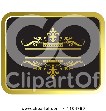 Clipart Ornate Black And Gold Crown Wedding Frame Royalty Free Vector 