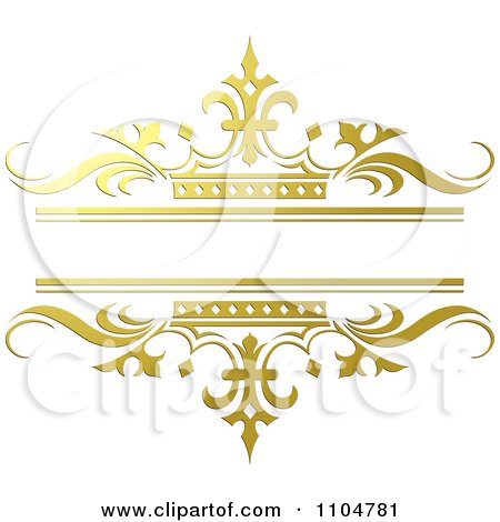 Clipart Ornate Gold And Crown Wedding Frame Royalty Free Vector 