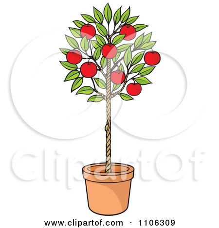 Tree Vector on Free  Rf  Potted Apple Tree Clipart  Illustrations  Vector Graphics  1
