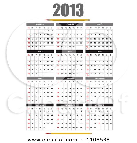 2013 Calendar on Clipart 2013 Calendar 1   Royalty Free Vector Illustration By Leonid
