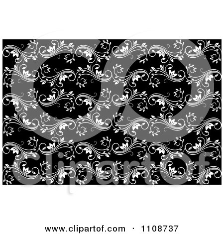 Flower Patterns on Clipart Seamless Blackand White Floral Swirl Background Pattern