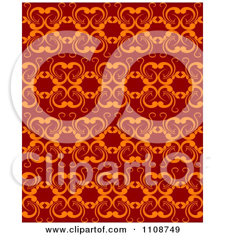 Vector Background Free on Red And Orange Floral Swirl Background Pattern   Royalty Free Vector