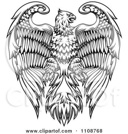 Digital Architecture on Clipart Black And White Heraldic Eagle Crest   Royalty Free Vector