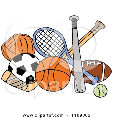 Free Basketball Vector  on Basketball Hockey Tennis And Football Sports Equipment   Royalty Free