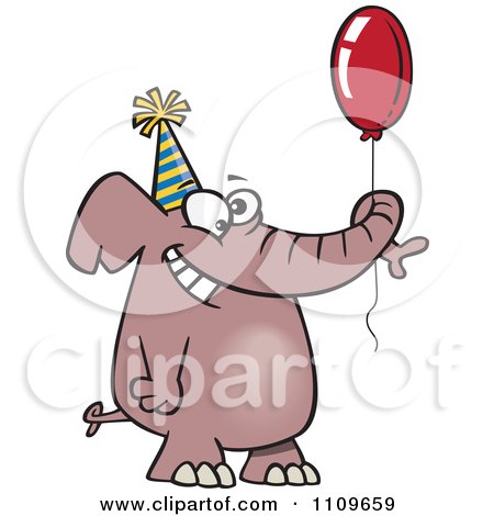 elephant holding balloons