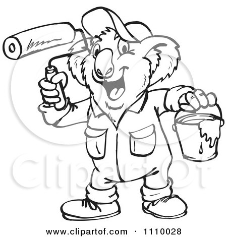 Free House Design Software on Clipart Black And White Aussie Koala House Painter   Royalty Free