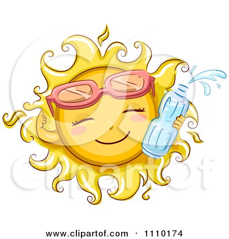 Clipart Happy Summer Sun Wearing Sunglasses And Holding A ...