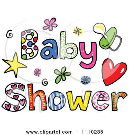 Free Baby Clip  on Clipart Colorful Sketched Baby Shower Text   Royalty Free Vector