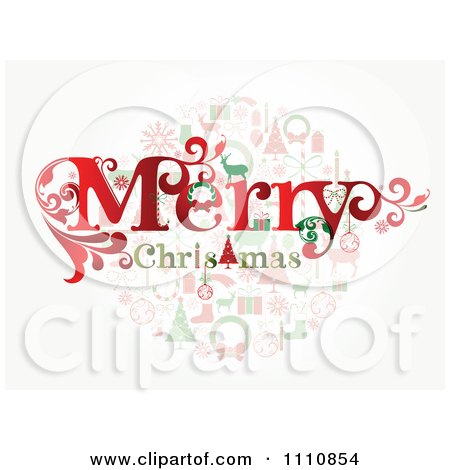 Merry Christmas Clip  on Clipart Merry Christmas Greeting Over Holiday Items   Royalty Free