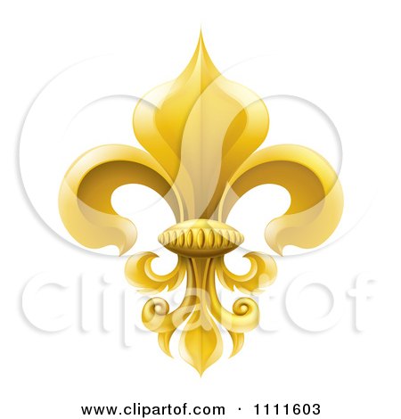 Logo Design Free on Clipart 3d Elegant Golden Fleur De Lis Lily Symbol   Royalty Free