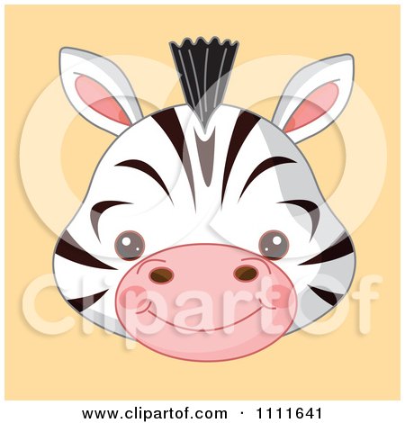 Zebra Coloring Pages on Clipart Cute Zebra Avatar Face On Orange   Royalty Free Vector