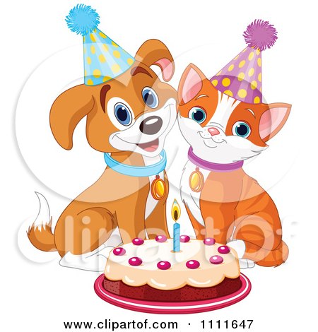 Doggie Birthday Cake on Party Hats And Smiling Over A Birthday Cake Poster Art Print Jpg