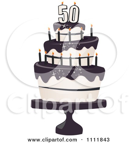 50th Birthday Cakes on Clipart Three Tiered 50th Birthday Cake With Bats And Black Frosting