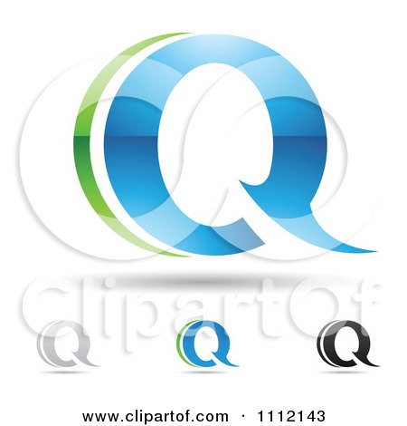 Vector Icons on Clipart Abstract Letter Q Icons With Shadows 9   Royalty Free Vector