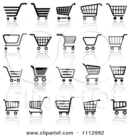 Free Vector Buttons on Cart Icons With Reflections   Royalty Free Vector Illustration By Dero