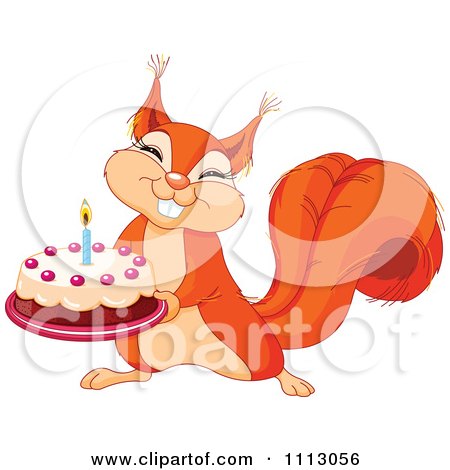 Picturebirthday Cake on Clipart Cute Squirrel Holding A Birthday Cake   Royalty Free Vector