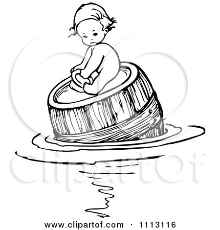 Black  White Baby Pictures on Clipart Vintage Black And White Baby Floating And On A Barrel