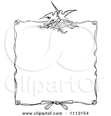 Vintage Love Pictures on Clipart Black And White Ornate Vintage Love Bird Frame   Royalty Free