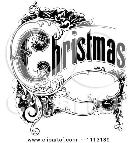 Clipart Vintage Christmas Sign With Ornate Elements - Royalty Free ...