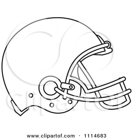 Football Coloring on Clipart Outlined American Football Sports Helmet In Profile   Royalty